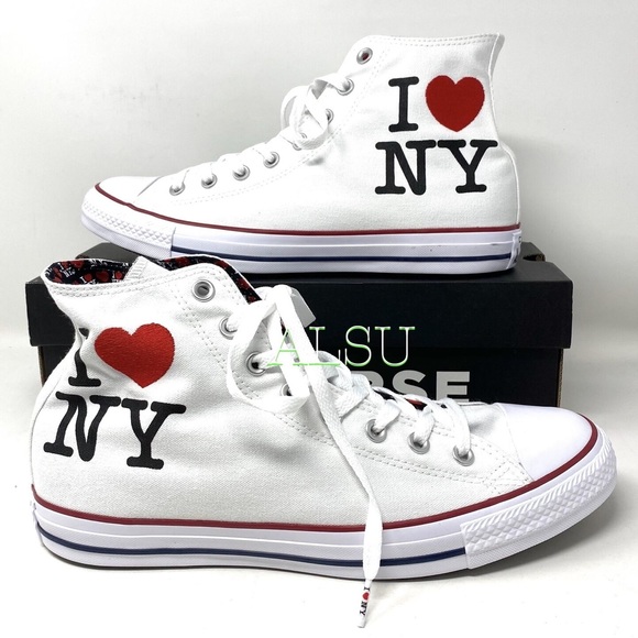 Converse Ctas High Top Canvas I ❤️ NY White Men’s Size 161184F - Picture 2 of 7